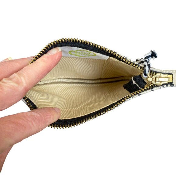 danica studio black and tan small zipper pouch with bicycles and gold hardware - Picture 3 of 7